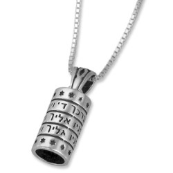 Sterling Silver Priestly Blessing Necklace with Tiny Stars of David