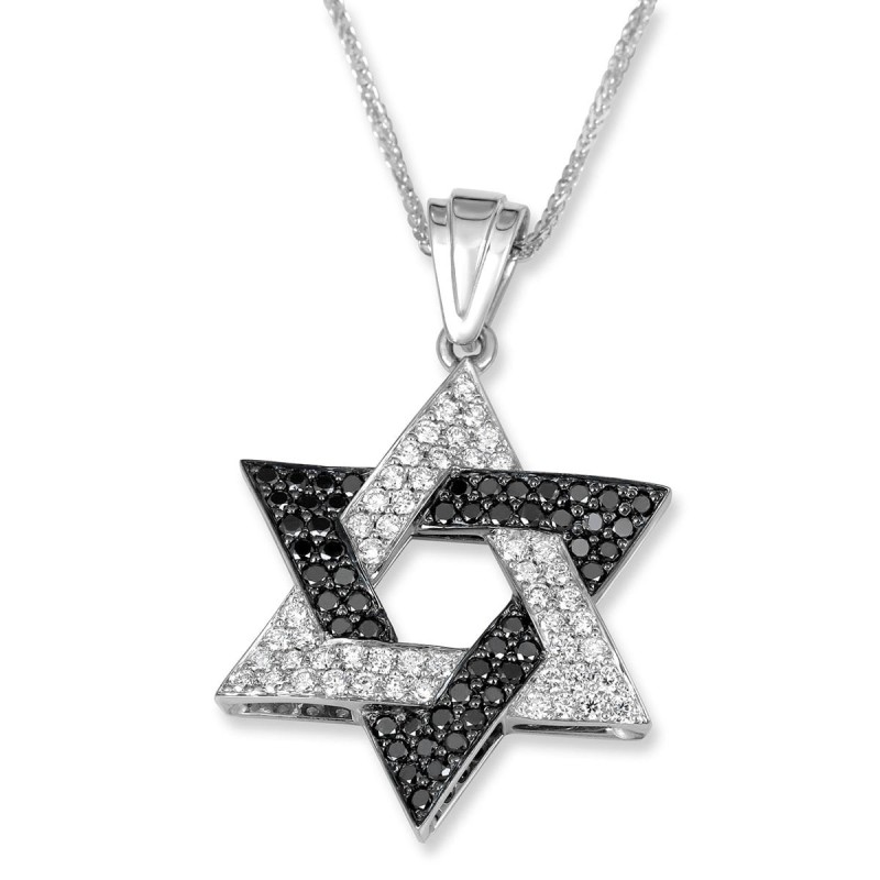Anbinder Jewelry Designer Pendentif étoile de David en or blanc 14 carats avec Wh