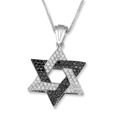 Anbinder Jewelry Designer Pendentif étoile de David en or blanc 14 carats avec Wh