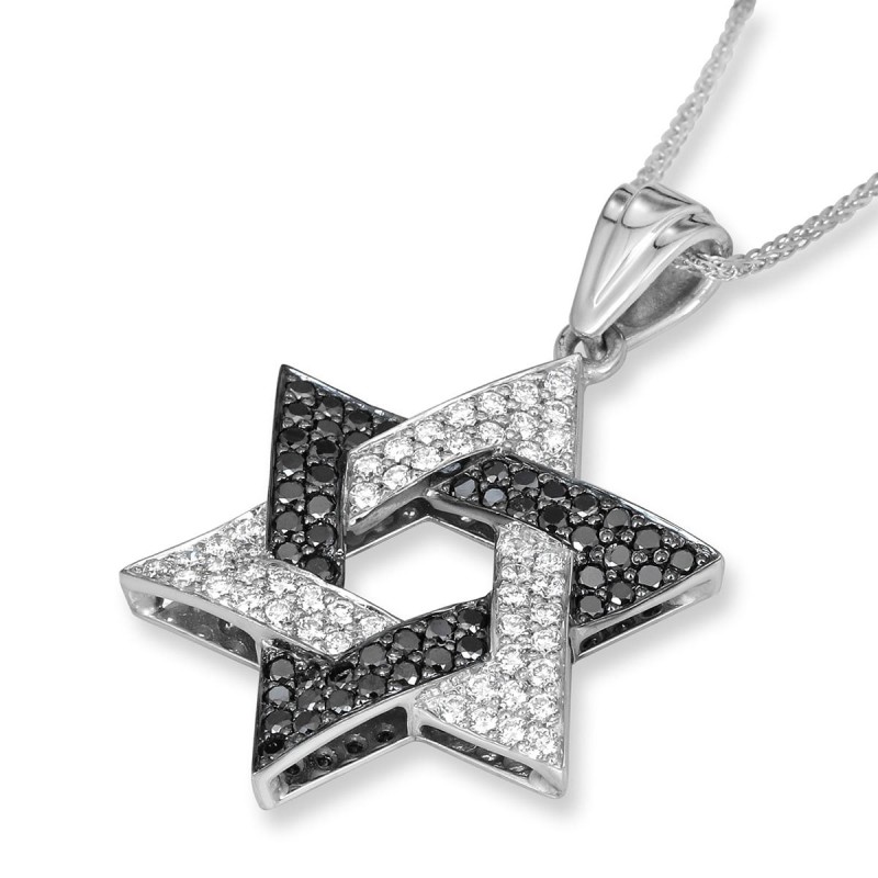 Anbinder Jewelry Designer Pendentif étoile de David en or blanc 14 carats avec Wh
