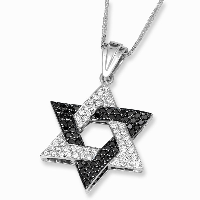 Anbinder Jewelry Designer Pendentif étoile de David en or blanc 14 carats avec Wh
