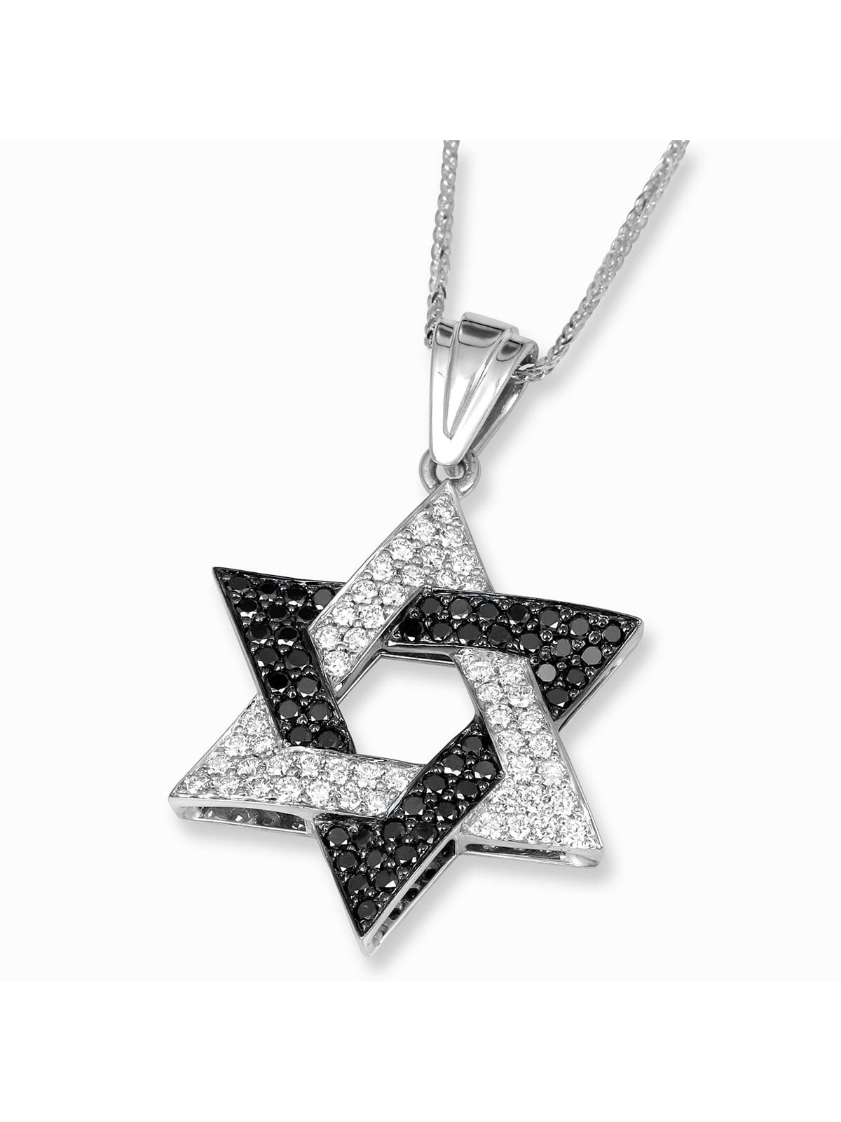 Anbinder Jewelry Designer Pendentif étoile de David en or blanc 14 carats avec Wh