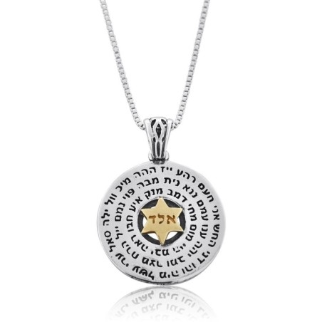 72 Saints Noms : Collier disque d'argent et étoile d'or de David Kabbale
