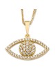 14K Yellow Gold and Cubic Zirconia Evil Eye Pendant Necklace