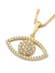 Collier pendentif mauvais œil en or jaune 14 carats et zircone cubique