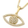 14K Yellow Gold and Cubic Zirconia Evil Eye Pendant Necklace