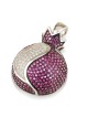 925 Sterling Silver Large Pomegranate Pendant with Red & White Zircon