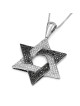 14K Gold Star of David Pendant with Black and White Diamonds