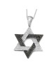 14K Gold Star of David Pendant with Black and White Diamonds