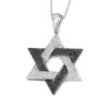 14K Gold Star of David Pendant with Black and White Diamonds