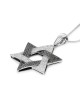 14K Gold Star of David Pendant with Black and White Diamonds