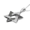 14K Gold Star of David Pendant with Black and White Diamonds