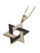 Pendentif étoile de David en or 14 carats avec diamants noirs et blancs