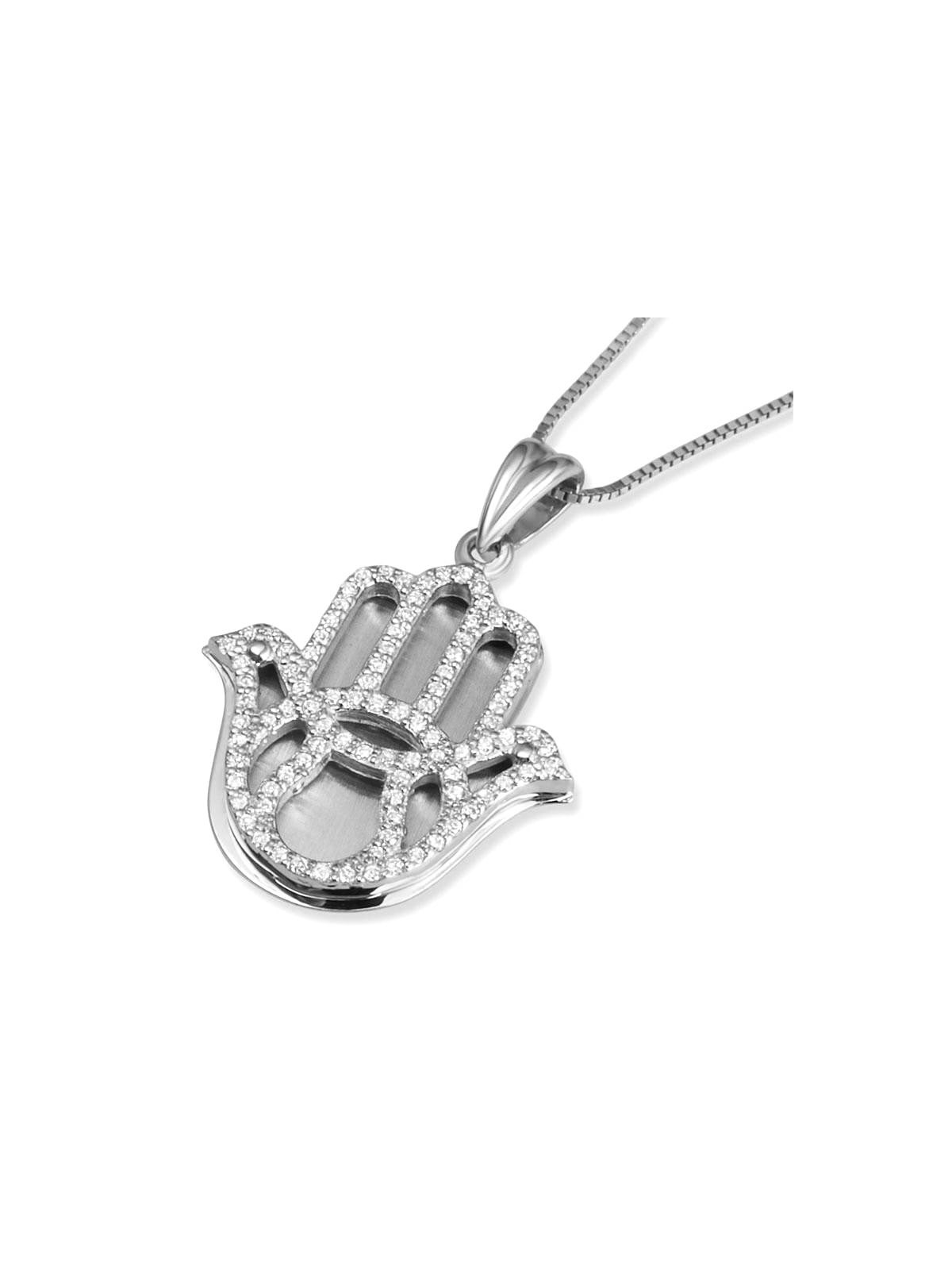 Grand pendentif Hamsa en or 14 carats avec diamants