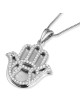 Grand pendentif Hamsa en or 14 carats avec diamants