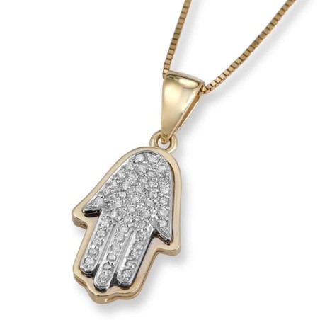 Anbinder Jewelry Pendentif Hamsa en or jaune 14 carats avec diamant