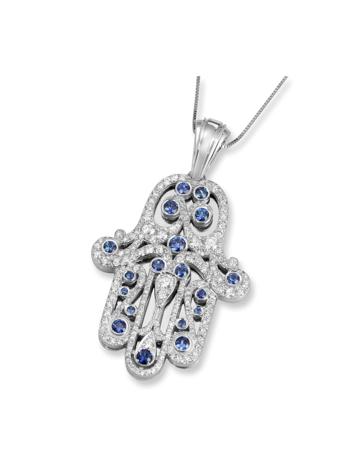 Anbinder Jewelry Extra Large 14K White Gold Intricate Diamond Hamsa Pe