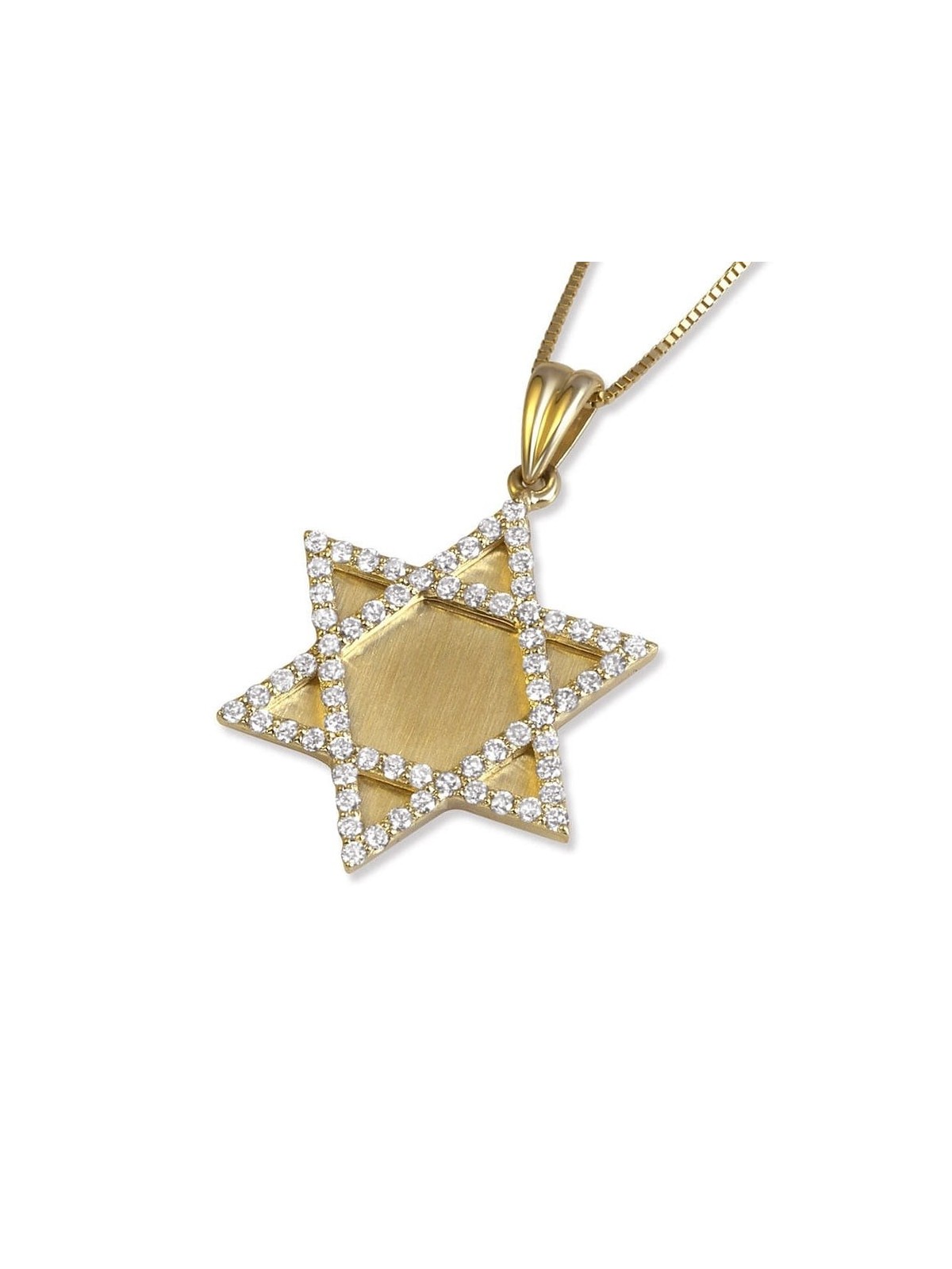 14K Gold Star of David Pendant with Diamonds