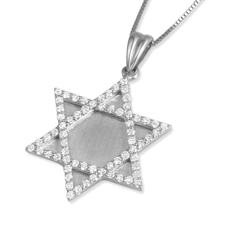 Pendentif étoile de David en or 14 carats avec diamants