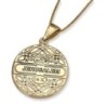 14K Gold Round Jerusalem Pendant With Diamonds