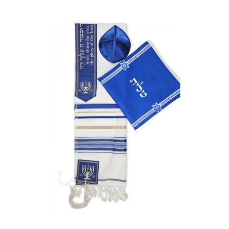 Ateret Acrylic Tallit Set Menorah Motif and Bible ... | Modern Tallits