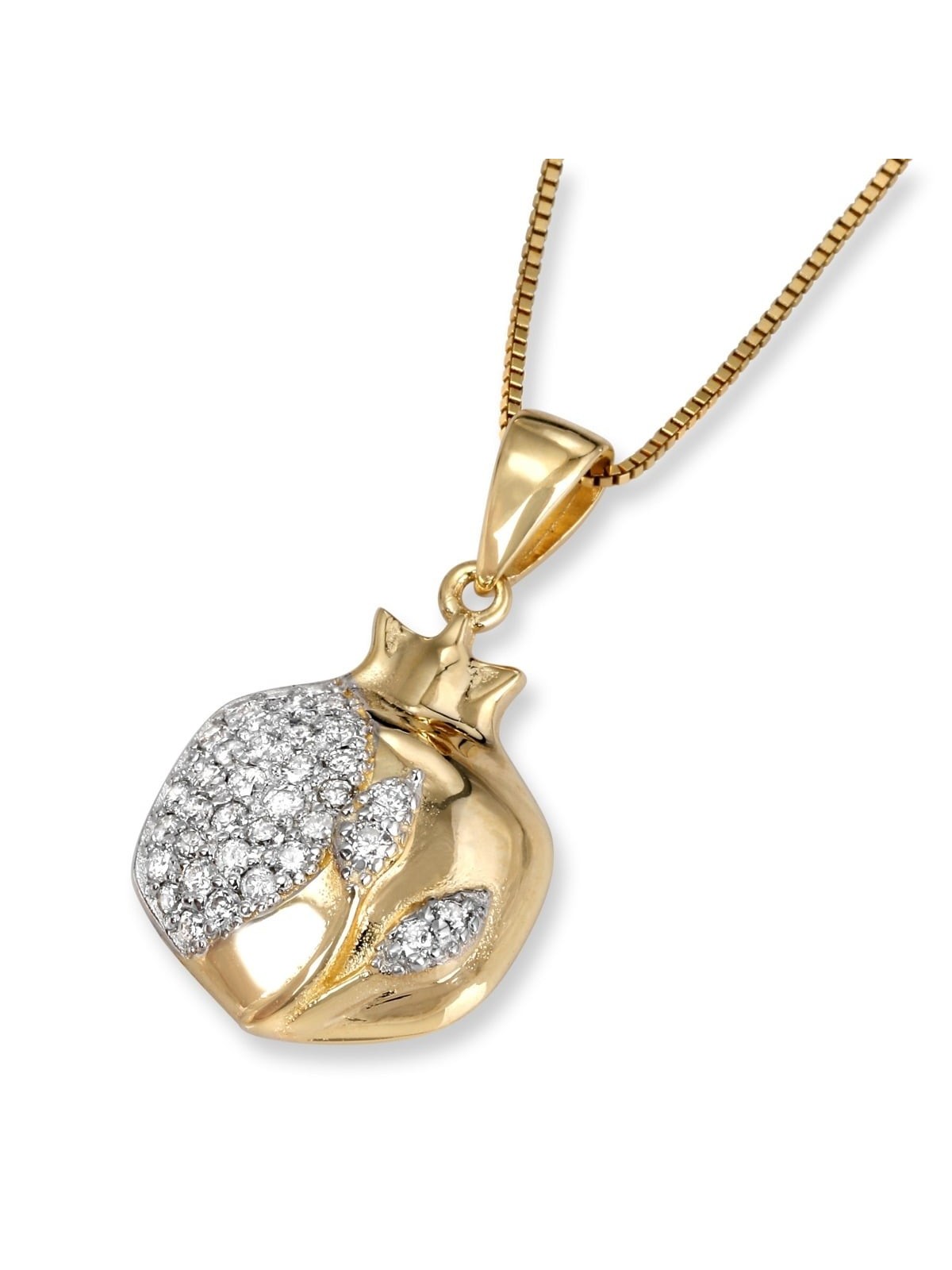 14K Yellow Gold Diamond-Encrusted Pomegranate Pendant
