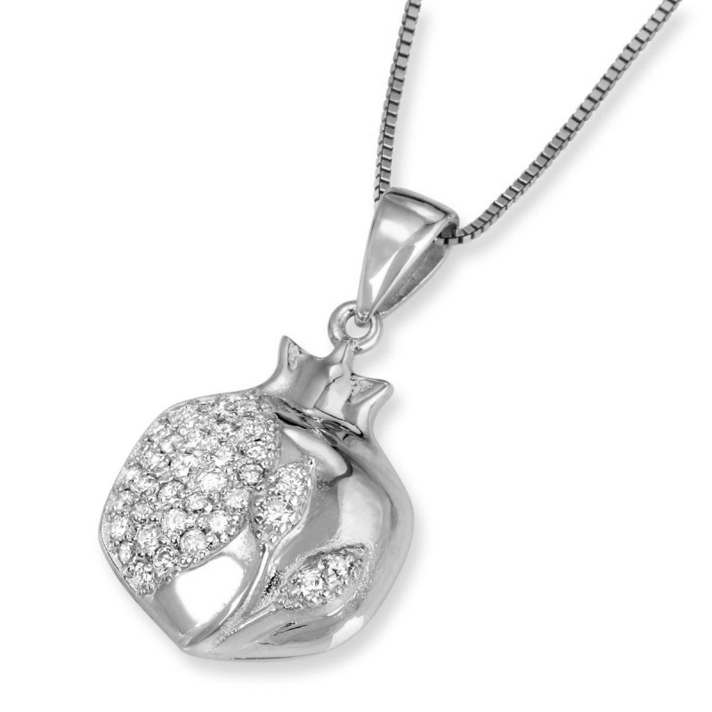 Pendentif grenade incrusté de diamants en or jaune 14 carats
