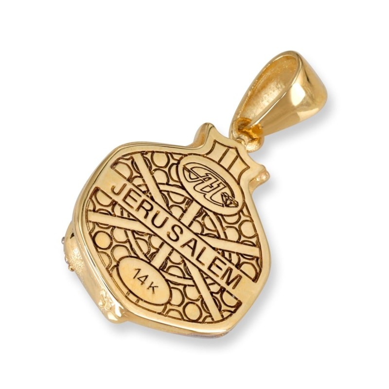 Pendentif grenade incrusté de diamants en or jaune 14 carats