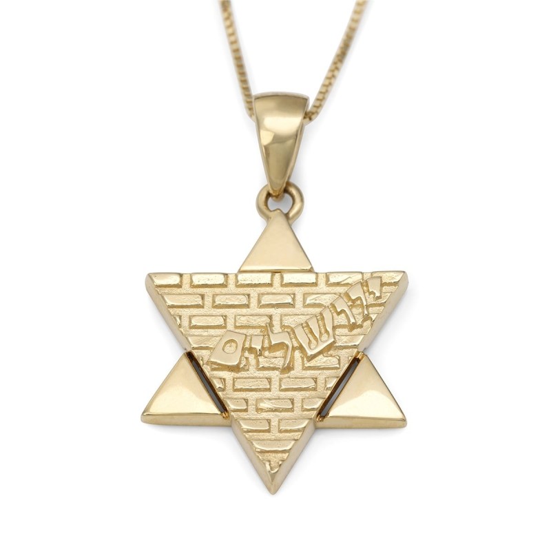 Jérusalem : Collier pendentif étoile de David en or 14 carats