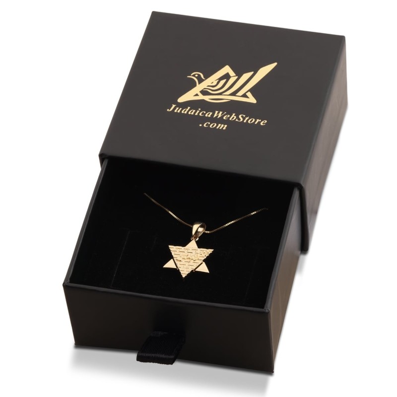 Jérusalem : Collier pendentif étoile de David en or 14 carats