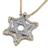 14K Yellow & White Gold Extendable Magnetic Diamond Star of David Neck