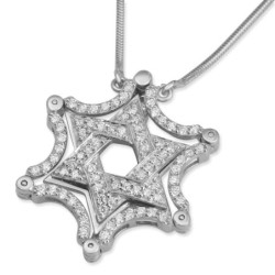 14K Yellow & White Gold Extendable Magnetic Diamond Star of David Neck