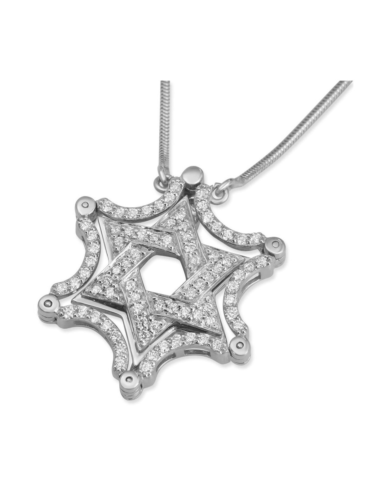 14K Yellow & White Gold Extendable Magnetic Diamond Star of David Neck