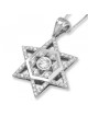 Pendentif étoile de David en or 14 carats et diamants avec hexagone central et SM