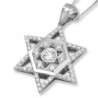 14K Gold and Diamond Star of David Pendant with Central Hexagon and Sm