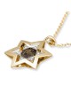 14K Gold Star of David Pendant with Diamonds and Western Wall Motif