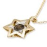 14K Gold Star of David Pendant with Diamonds and Western Wall Motif