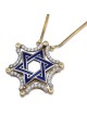 14K Yellow & White Gold Extendable Magnetic Star of David Diamond Neck