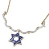 14K Yellow & White Gold Extendable Magnetic Star of David Diamond Neck
