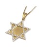 Pendentif étoile de David en or 14 carats avec diamants - Grand (disponible en blanc