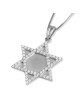 14K Gold Star of David Pendant with Diamonds - Large (Available in Whi
