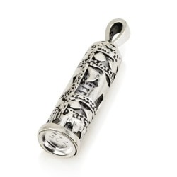 925 Sterling Silver Mezuzah Necklace - Chai