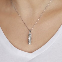 925 Sterling Silver Mezuzah Necklace - Chai