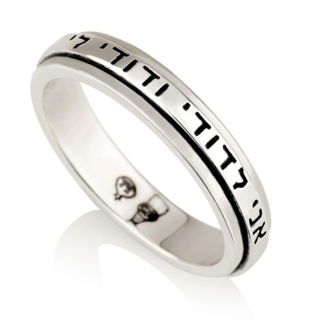 925 Sterling Silver Ani Ledodi Engraved Spinner Ring - Rhodium Plated