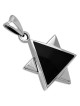 Sterling Silver and Onyx Stone Star of David Pendant Necklace