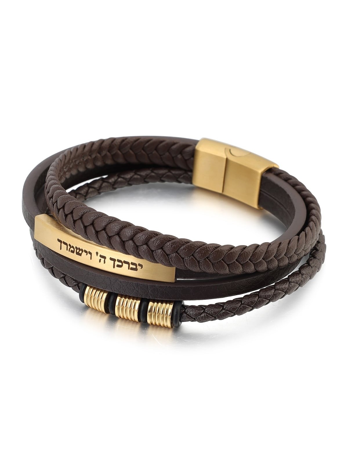 ברכת הכוהנים לגברים חרוזים מעור חום עם Cl מגנטי