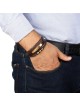 Bracelet en cuir marron avec perles de bénédiction sacerdotale pour hommes avec fermoir magnétique