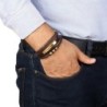 Men's Priestly Blessing Beaded Brown Leather Bracelet with Magnetic Cl