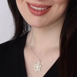 Star of David Necklace with Lion of Judah - Silver or Gold Plated