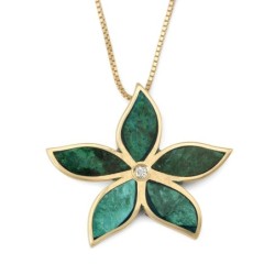 14K Yellow Gold Women's Eilat Stone Flower Pendant with Diamond